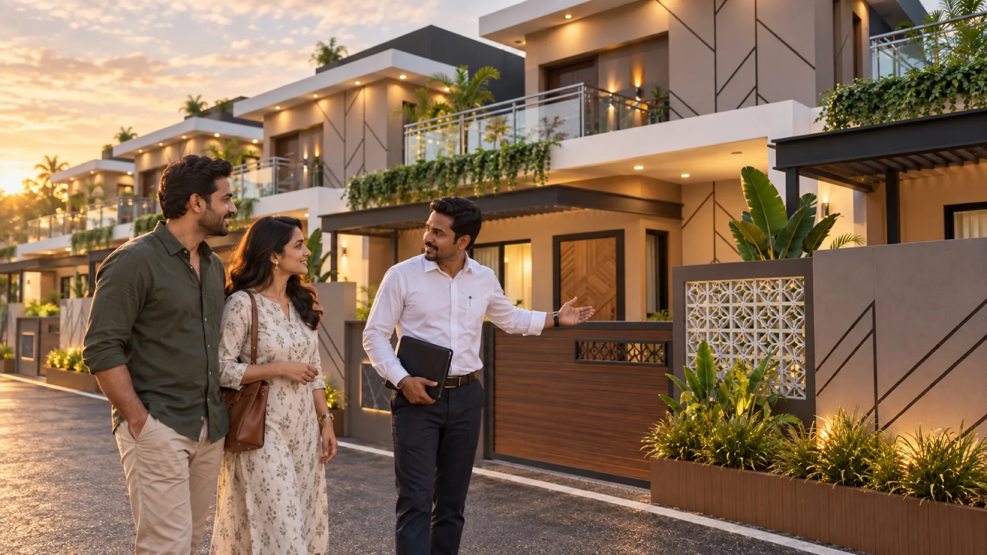 A Maharashtrian couple arriving for a private site visit at Deccan Imperia